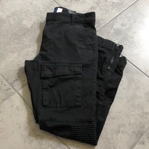 Black Tech Cargo Trousers
